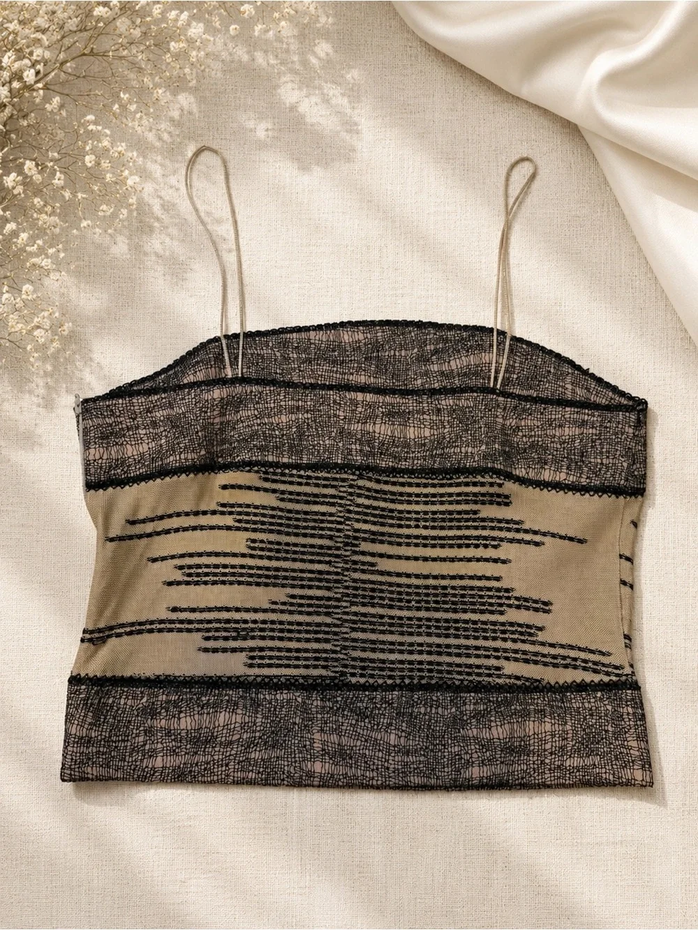 Stunning CHANEL 03P Spring 2003 Black Beige Knit Tube Top Sz 40 France